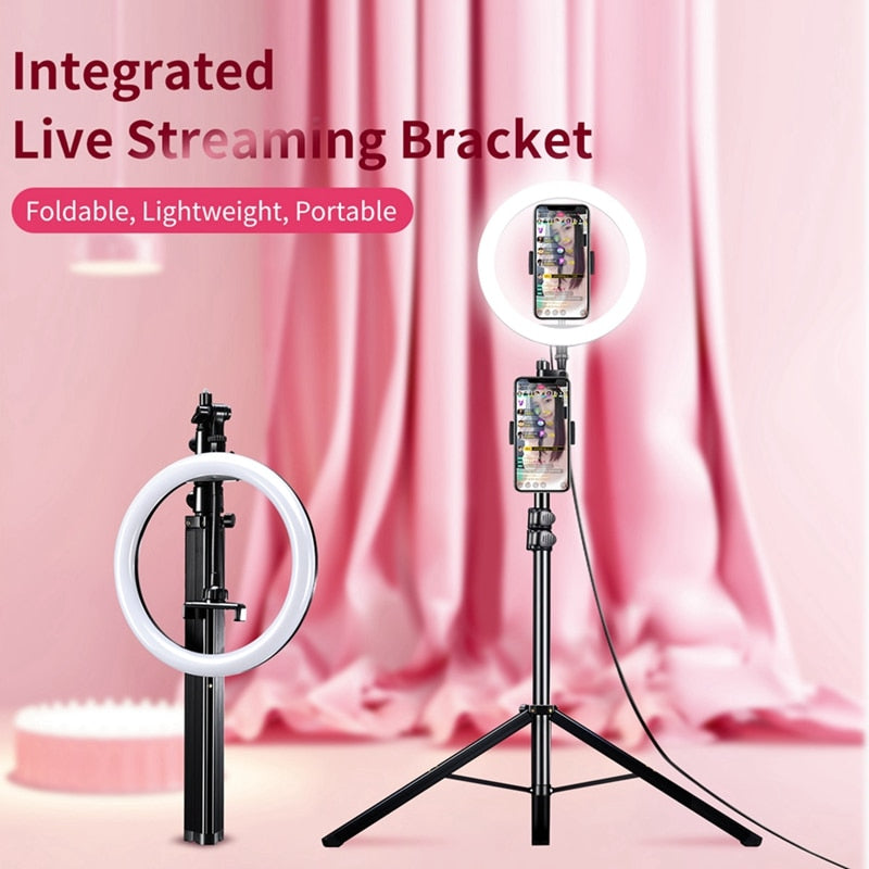 Integrated Live Streaming Bracket With Selfie Ring Light - Build Your Podcast